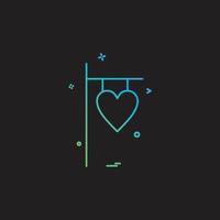 diseño de vector de icono de placa de nombre de corazón de San Valentín