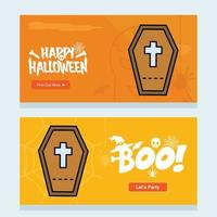 diseño de invitación de feliz halloween con vector de ataúdes