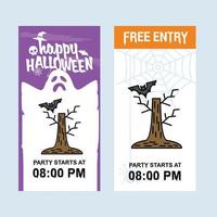 Happy Halloween invitation design with tree and bat vector