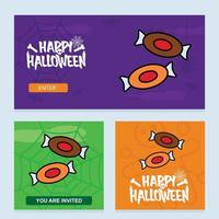 diseño de invitación de halloween feliz con vector de caramelo