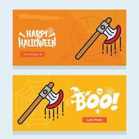 diseño de invitación de feliz halloween con vector de hacha