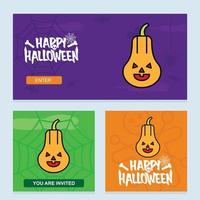 diseño de invitación de halloween feliz con vector de calabaza