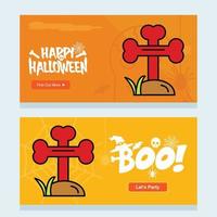 diseño de invitación de halloween feliz con vector de tumba