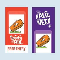 diseño de invitación de feliz halloween con vector de ataúdes