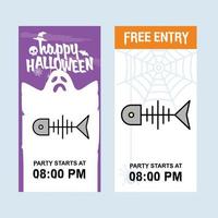 Happy Halloween invitation design with fish skull vector