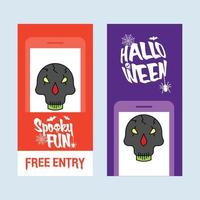 Happy Halloween invitation design with skull vector