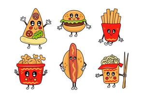 Fast food cartoon characters set vector