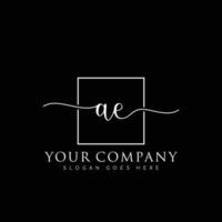 AE Initial handwriting minimalist logo vector