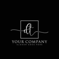 DT Initial handwriting minimalist logo vector