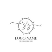 Initial ZZ beauty monogram and elegant logo design, handwriting logo of initial signature, wedding, fashion, floral and botanical with creative template. vector