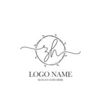 Initial ZH beauty monogram and elegant logo design, handwriting logo of initial signature, wedding, fashion, floral and botanical with creative template. vector