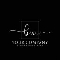 BW Initial handwriting minimalist logo vector
