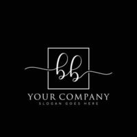 BB Initial handwriting minimalist logo vector