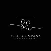 BH Initial handwriting minimalist logo vector