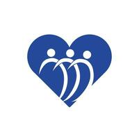 logotipo de adopción y atención comunitaria. concepto simple para el colorido logotipo del corazón de la gente de la comunidad. vector
