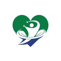 icono del logotipo de la vida humana del vector de fitness humano abstracto. signo y símbolo de forma de corazón de hojas humanas.