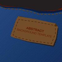 Abstract blue jeans texture background punchy vector template with blank space at leather tag.