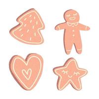 Gingerbread different shape collection. Christmas cookies icon. Holiday winter symbols. Festive treats. vector