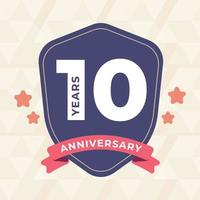 10th tenth Anniversary Celebrating icon logo label Vector event gold color shield