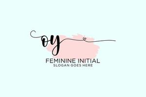 Initial OY beauty monogram and elegant logo design handwriting logo of initial signature, wedding, fashion, floral and botanical with creative template. vector