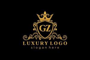 Initial GZ Letter Royal Luxury Logo template in vector art for Restaurant, Royalty, Boutique, Cafe, Hotel, Heraldic, Jewelry, Fashion and other vector illustration.