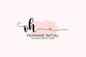 Initial OH beauty monogram and elegant logo design handwriting logo of initial signature, wedding, fashion, floral and botanical with creative template. vector