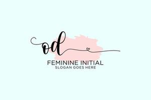 Initial OD beauty monogram and elegant logo design handwriting logo of initial signature, wedding, fashion, floral and botanical with creative template. vector