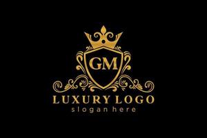 Initial GM Letter Royal Luxury Logo template in vector art for Restaurant, Royalty, Boutique, Cafe, Hotel, Heraldic, Jewelry, Fashion and other vector illustration.