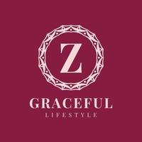 letter Z luxurious feminine circle badge vector logo design