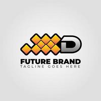 letter D modern futuristic abstract pixel vector logo design