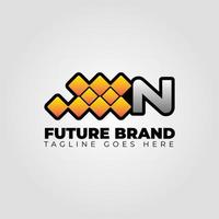 letter N modern futuristic abstract pixel vector logo design