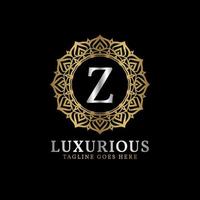 letter Z luxurious decorative flower mandala art initials vector logo design for wedding, spa, hotel, beauty care