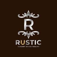letter R rustic vector logo template design for fashion, wedding, spa, salon, hotel, restaurant, beauty care