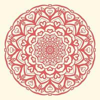 arabesque round mandala with heart shape circular vector design element