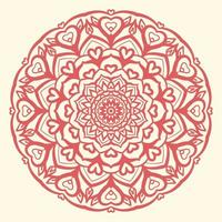 arabesque round mandala with heart shape circular vector design element