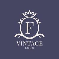 letter F vintage logo design for classic beauty product, rustic brand, wedding, spa, salon, hotel vector