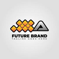 letter A modern futuristic abstract pixel vector logo design