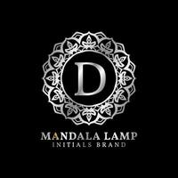 letter D mandala lamp initials decorative vector logo design for wedding, spa, hotel, beauty care