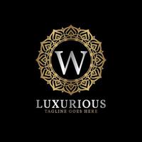 letter W luxurious decorative flower mandala art initials vector logo design for wedding, spa, hotel, beauty care