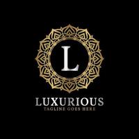 letter L luxurious decorative flower mandala art initials vector logo design for wedding, spa, hotel, beauty care