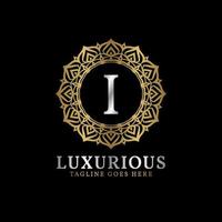 letter I luxurious decorative flower mandala art initials vector logo design for wedding, spa, hotel, beauty care