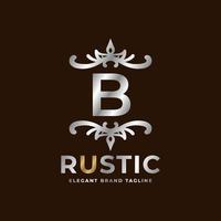 letter B rustic vector logo template design for fashion, wedding, spa, salon, hotel, restaurant, beauty care