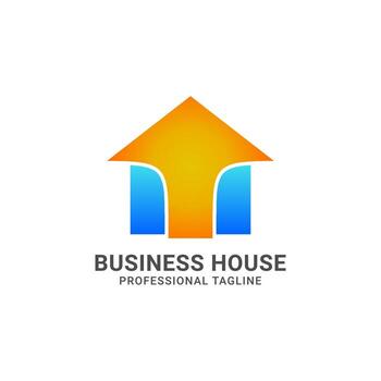 diseño de vector de logotipo de casa de degradado simple abstracto con una gran flecha hacia arriba