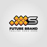 letter S modern futuristic abstract pixel vector logo design