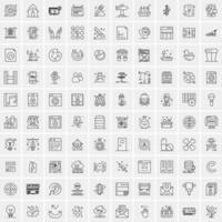 paquete de 100 iconos de líneas universales para móviles y web vector