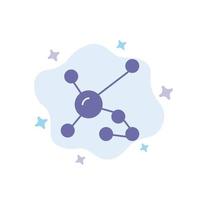 átomo bioquímica biología adn genético icono azul sobre fondo de nube abstracta vector