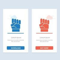 Freedom Hand Human Power Strength  Blue and Red Download and Buy Now web Widget Card Template vector