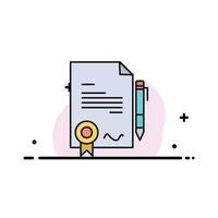 Agreement Certificate Done Deal  Business Flat Line Filled Icon Vector Banner Template