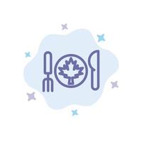 Dinner Autumn Canada Leaf Blue Icon on Abstract Cloud Background vector