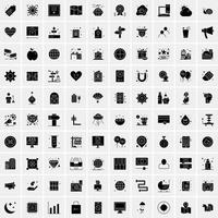 Set of 100 Universal Solid Icons vector